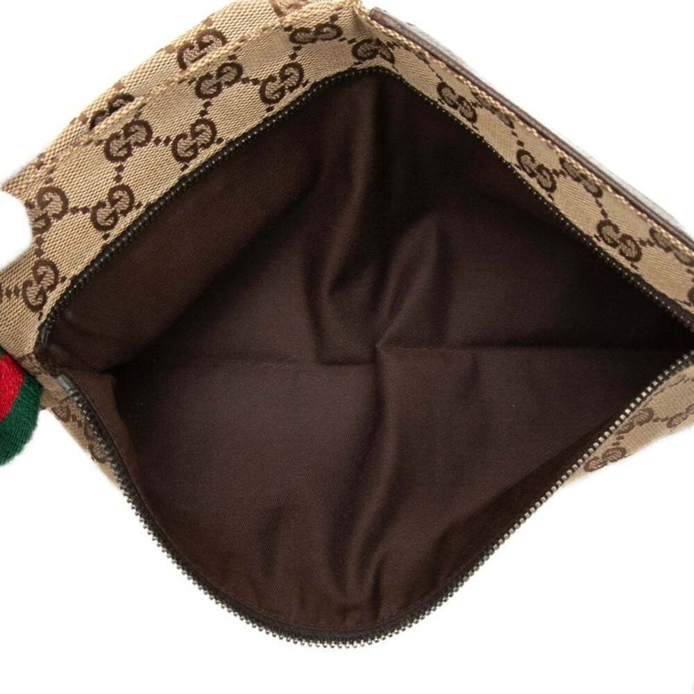 Gucci GG Canvas Waist Bag Body 28566 Beige Brown Leather Women's GUCCI - Picture 6 of 8